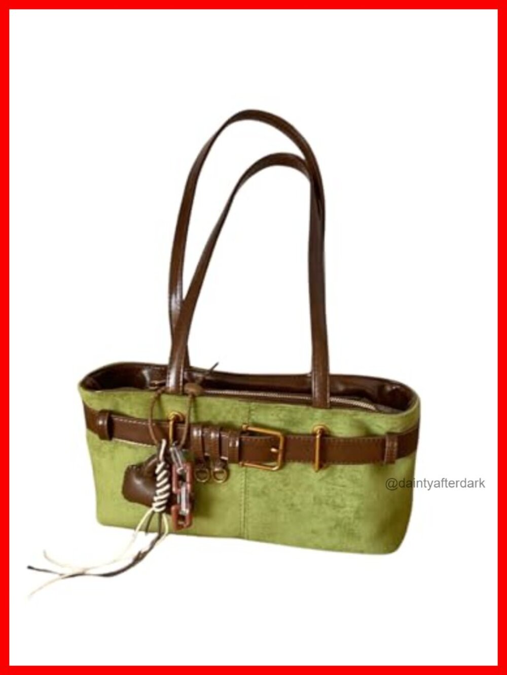 Faux Suede Double Strap Retro Vintage Shoulder Handbag